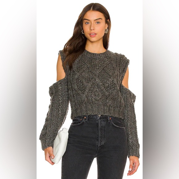 For Love And Lemons Andie Cut-Out Sweater, Charcoal - Picture 3 of 6